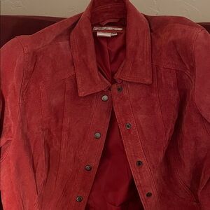 Coldwater Creek Red Leather Jacket with Pockets